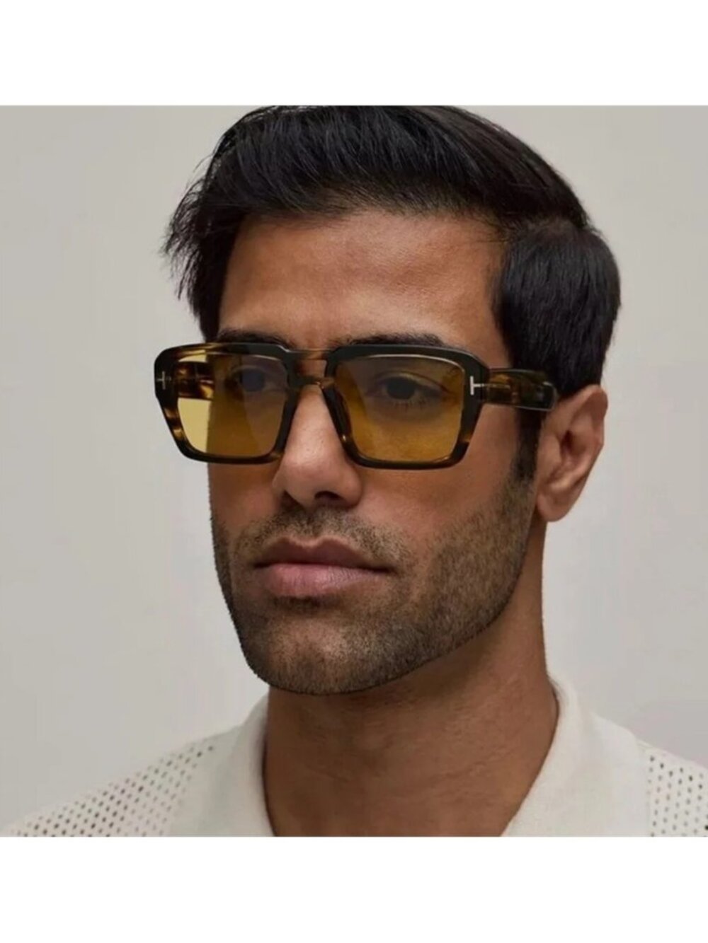 New Authentic Tom Ford TF1153 52E “Redford” Sunglasses – Dark Havana with Yellow